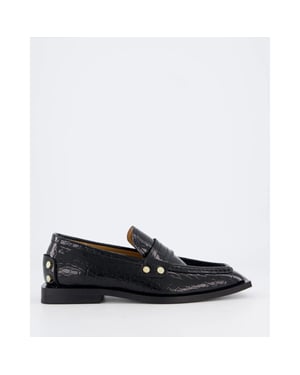 Ganni Dames black croco loafers