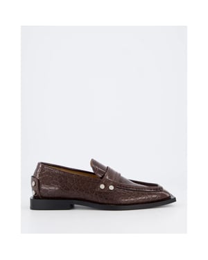Ganni Dames brown croco loafers