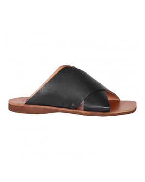 Walk in the Park D091 zwart lederen slipper