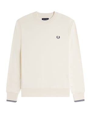 Fred Perry Crew Neck Sweatshirt Ecru Tennis Blue