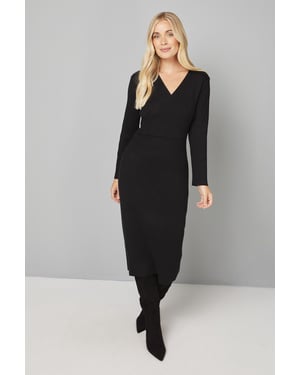 Petite Asymmetric Rib Knitted Dress