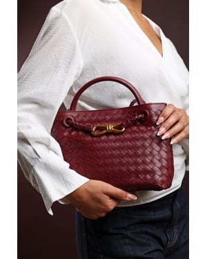 Wheres That From Womens 'Luna' Woven Faux Leather Tote Bag with Detail
