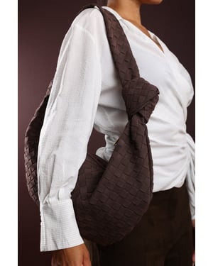 Wheres That From Womens 'Aqua' Knotted Strap Woven Shoulder Bag