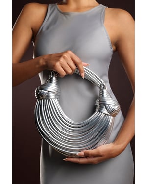 Wheres That From Womens 'Blossom' Curved Metallic Shoulder Bag