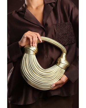 Wheres That From Womens 'Blossom' Curved Metallic Shoulder Bag