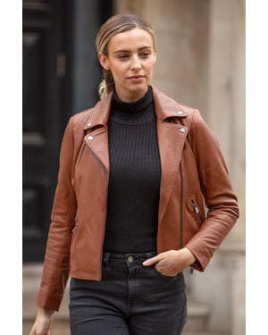 'Celia' Leather Fashion Biker Jacket Women Coat