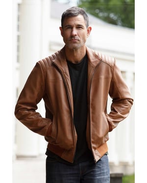 'Firenze' Exquisite Real Leather Bomber Jacket
