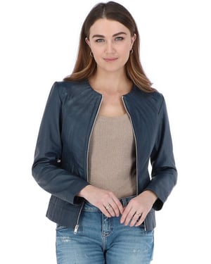 'Aliona' Real Leather Fashion Jacket Women Coat
