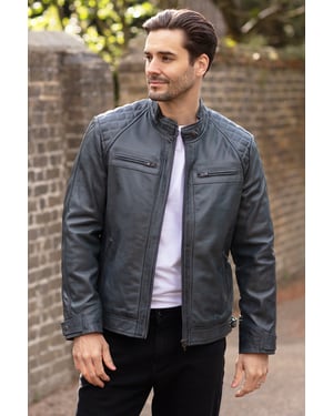 'Bronx' Real Leather Biker Jacket