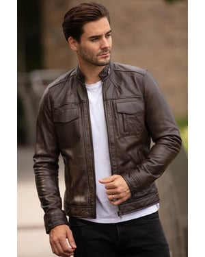 'Edinburgh' Real Leather Bomber Jacket