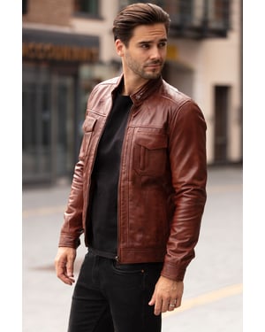 'Edinburgh' Real Leather Bomber Jacket