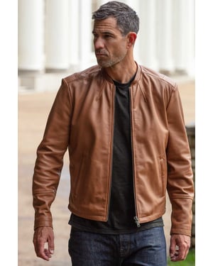 'Fons' Leather Slim Fit Biker Jacket