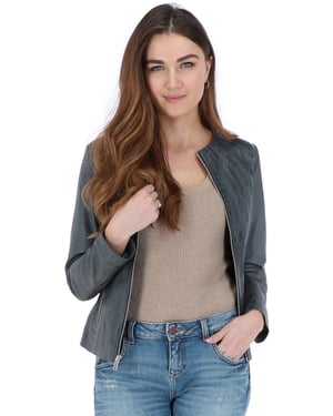 'Aliona' Real Leather Fashion Jacket Women Coat