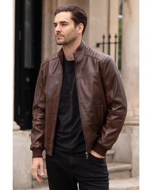 'Firenze' Exquisite Real Leather Bomber Jacket