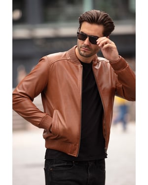'Diego' Mens Leather Bomber Jacket