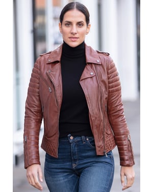 Side Zip Real Leather Biker Jacket