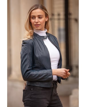 'Serefina' Real Leather Biker Jacket