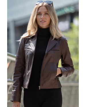 'Eva' Leather Biker Style Jacket Women Coat