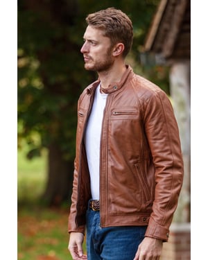 'Bronx' Real Leather Biker Jacket