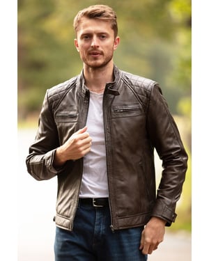 'Bronx' Real Leather Biker Jacket