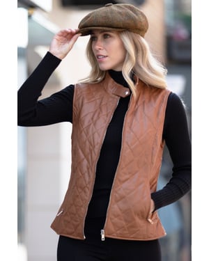 'Hampton' Diamond Quilted Leather Gilet