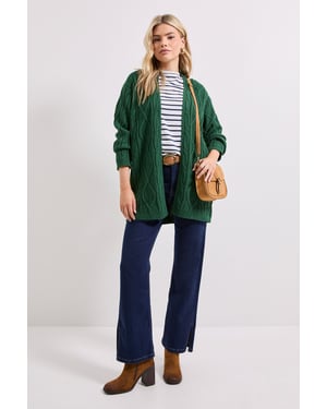 Green Longline Cable Cardigan