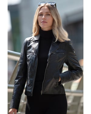 'Eva' Leather Biker Style Jacket Women Coat