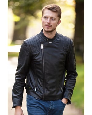 'Filippo' Mens Leather Cross Zip Biker Jacket