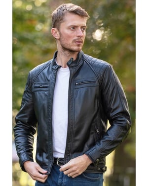 'Bronx' Real Leather Biker Jacket