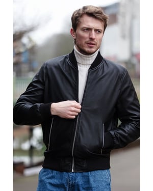 Lightweight Real Leather Bomber Jacket