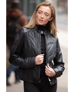 'Essen' Real Leather Biker Jacket