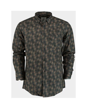 Bos Bright Blue Casual hemd lange mouw grey with flowers 26413/v01