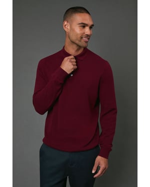 Cotton Rich Long Sleeve Knitted Polo