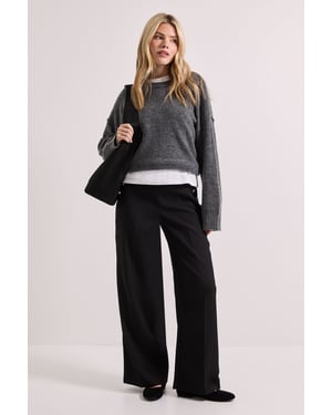 Military Button Detail Wide Leg Trouser