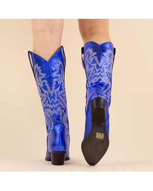 DWRS Label Cowboyboots 271179 tulsa kobalt metallic dames maat: leer