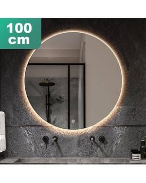 Vtw Living Badkamerspiegel rond 100 cm led verlichting en anti condens verwarming