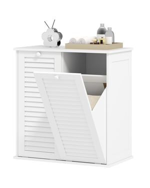 4goodz Homcom waskast met 2 kiepbakken voor wasgoed, 2 lamellendeuren, 70 x 38 x 73 cm,