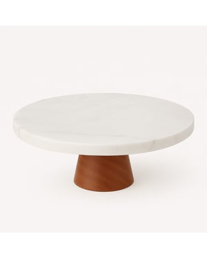 Casa di Elturo Marmeren taartplateau op houten voet Ø 25 x h 8 cm marmer & hout