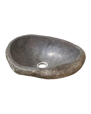 Vtw Living Waskom riviersteen waskom opbouw waskommen natuursteen grijs 40 x 15 cm