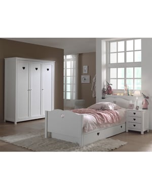 Lucevi amori bed + nachtkastje + 3 deurs kleerkast + rolbed - 90x200 cm