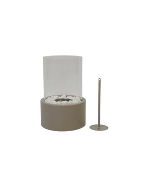 House Vitamin Table burner round metal/glass taupe 18x18x26,5cm