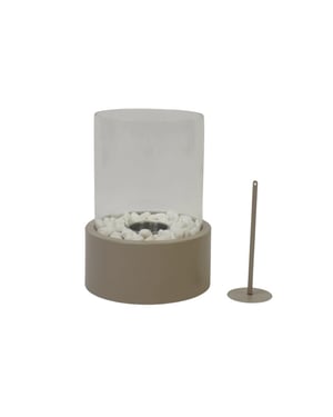 House Vitamin Table burner round metal/glass taupe 21x21x28cm