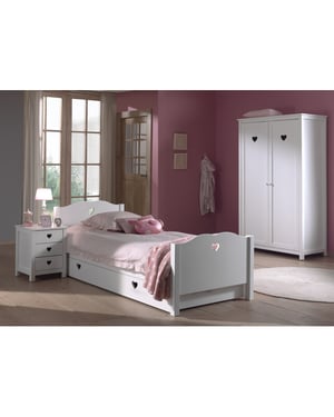 Lucevi amori bed + lattenbodem + nachtkastje + 2 deurs kleerkast + rolbed -