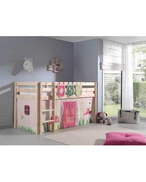 Lucevi pino halfhoogslaper + ladder + spring gordijntjes + 3 zakjes -