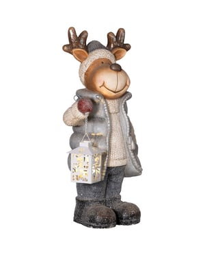 Homcom Kerstdecoratie, rendier met lantaarn, led, werkt op batterijen, 25,5 x
