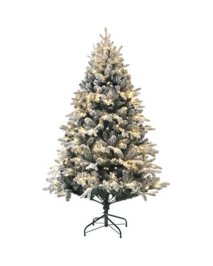 Homcom Kerstboom met sneeuw met led verlichting Ø116 180 cm metalen voet