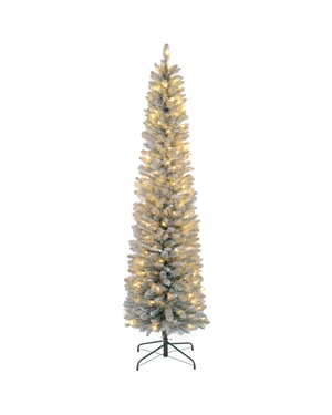 Homcom Kerstboom met sneeuw met led verlichting Ø57 210 cm metalen voet