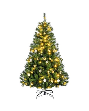 Homcom Kunstkerstboom kant-en-klaar met decoratie en verlichting 150 cm