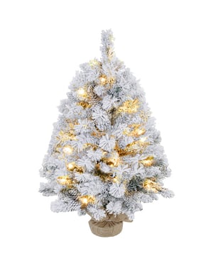 Homcom Mini kerstboom 92 cm met led-verlichting sneeuwtakken en dennenappels