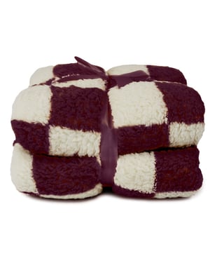 Unique Living plaid check 150x200cm dove white/ dark purple